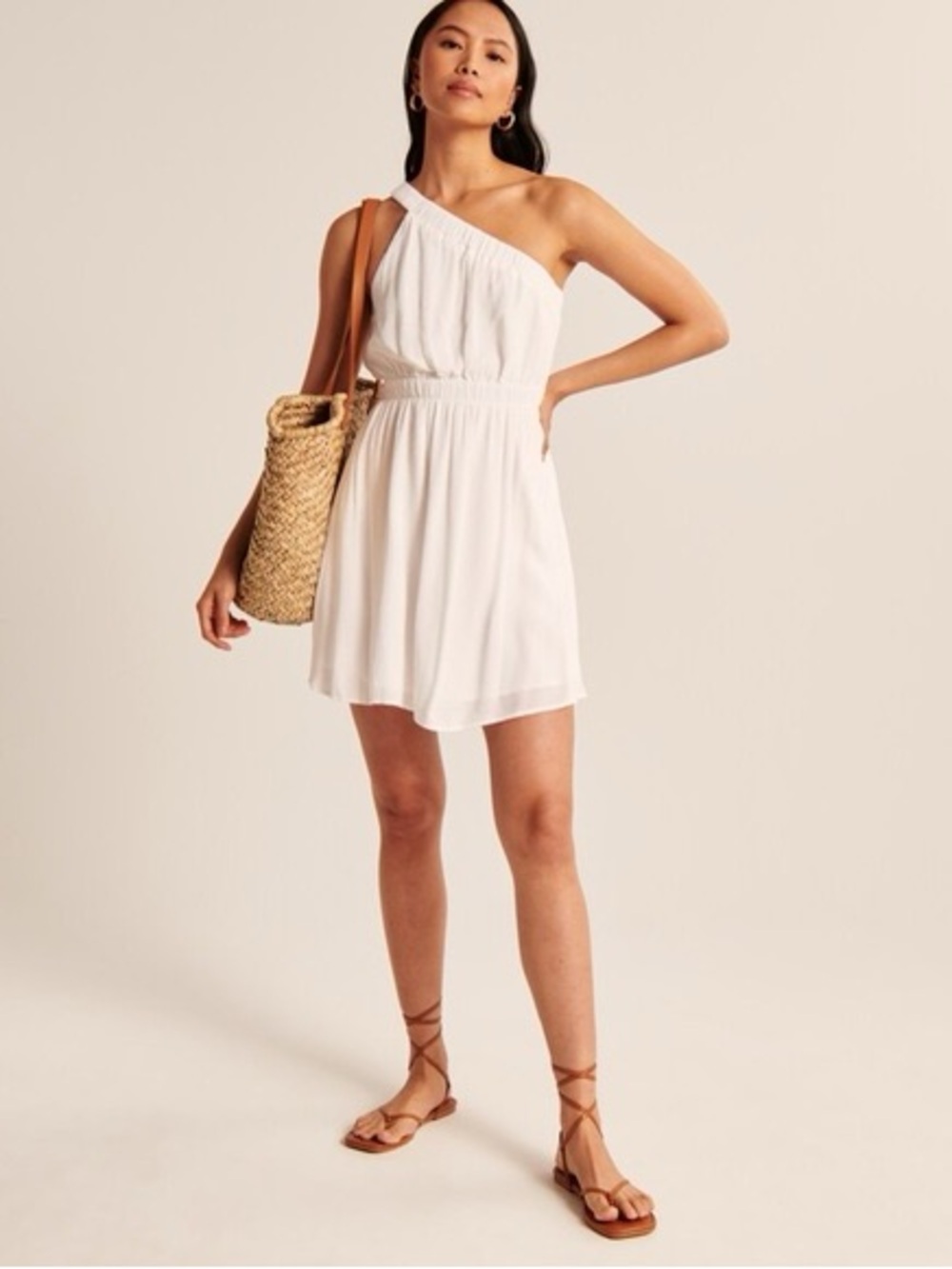 Abercrombie & Fitch One-Shoulder White Summer Dress